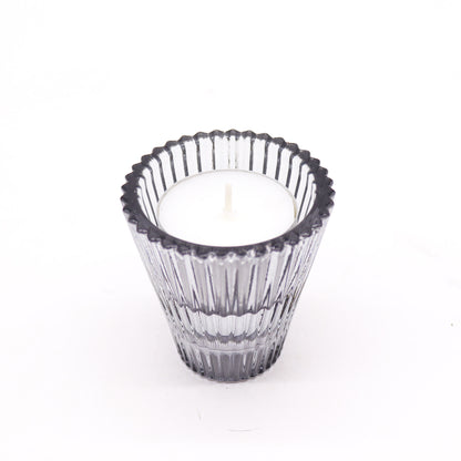 Flip Pressed Glass Candle Holder – Midnight Grey | Fits Dinner Candles & Tea Lights