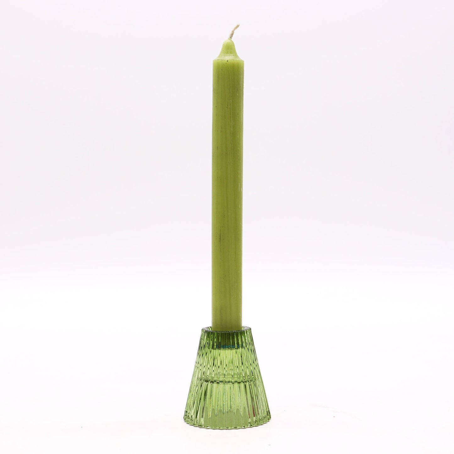 Flip Pressed Glass Candle Holder – Jade Green | Fits Dinner Candles & Tea Lights