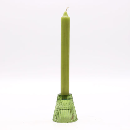 Flip Pressed Glass Candle Holder – Jade Green | Fits Dinner Candles & Tea Lights
