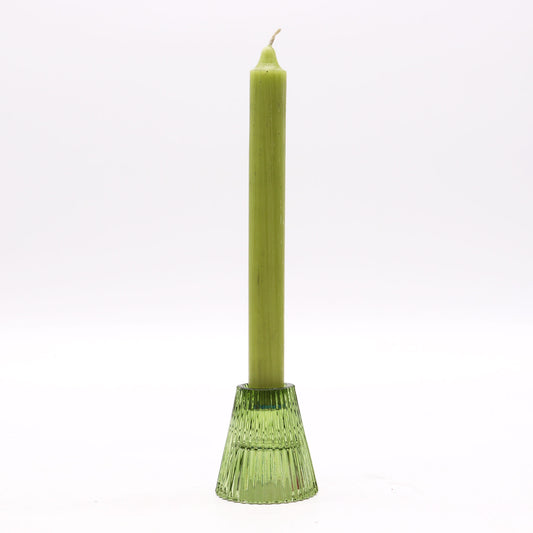 Flip Pressed Glass Candle Holder – Jade Green | Fits Dinner Candles & Tea Lights