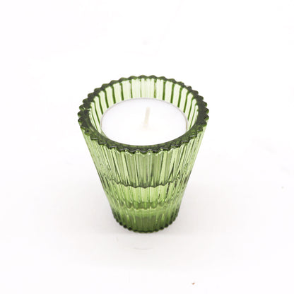 Flip Pressed Glass Candle Holder – Jade Green | Fits Dinner Candles & Tea Lights