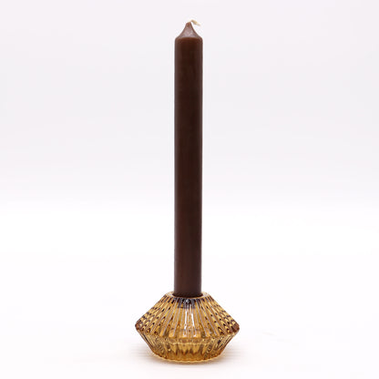 Flower Flip Pressed Glass Candle Holder – Antique Amber | Fits Dinner Candles & Tea Lights