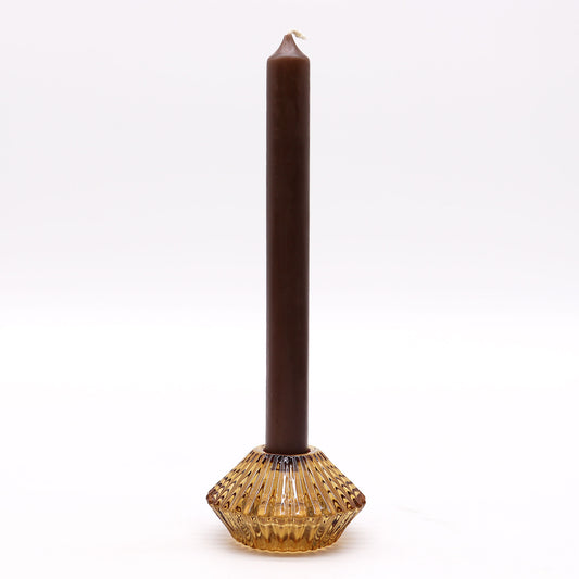 Flower Flip Pressed Glass Candle Holder – Antique Amber | Fits Dinner Candles & Tea Lights