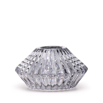 Flower Flip Pressed Glass Candle Holder – Midnight Grey | Fits Dinner Candles & Tea Lights