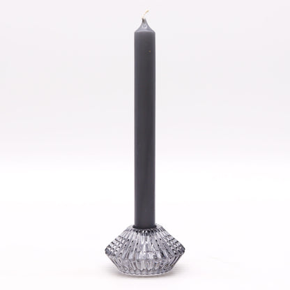 Flower Flip Pressed Glass Candle Holder – Midnight Grey | Fits Dinner Candles & Tea Lights