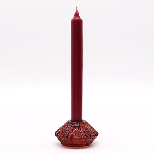 Flower Flip Pressed Glass Candle Holder – Vampire Red | Fits Dinner Candles & Tea Lights