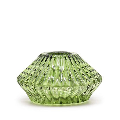 Flower Flip Pressed Glass Candle Holder – Jade Green | Fits Dinner Candles & Tea Lights