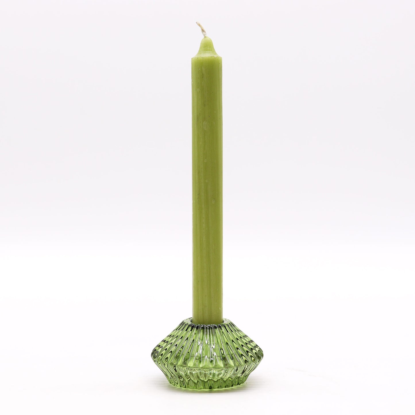 Flower Flip Pressed Glass Candle Holder – Jade Green | Fits Dinner Candles & Tea Lights