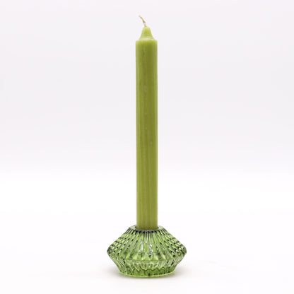 Flower Flip Pressed Glass Candle Holder – Jade Green | Fits Dinner Candles & Tea Lights