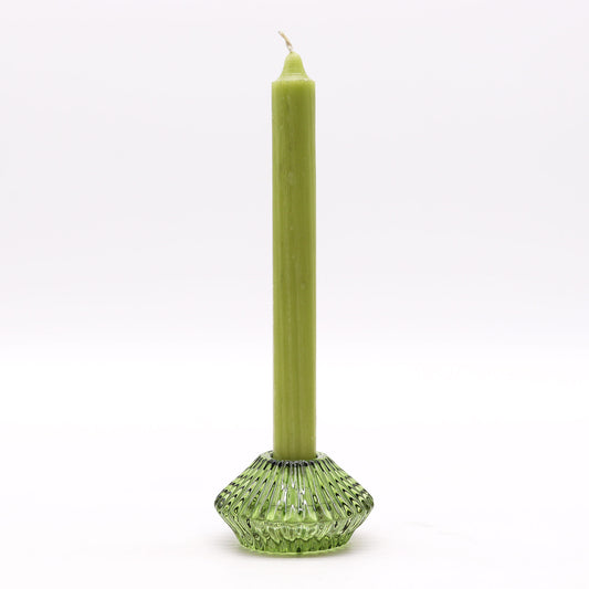 Flower Flip Pressed Glass Candle Holder – Jade Green | Fits Dinner Candles & Tea Lights