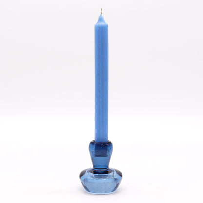 Mushroom Flip Pressed Glass Candle Holder – Royal Blue | Fits Dinner Candles & Tea Lights