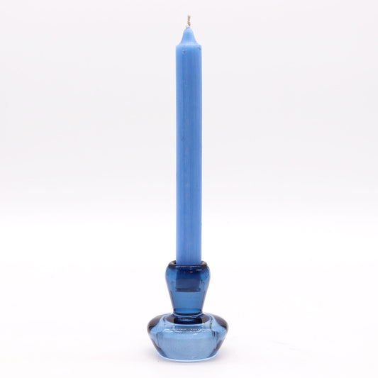 Mushroom Flip Pressed Glass Candle Holder – Royal Blue | Fits Dinner Candles & Tea Lights