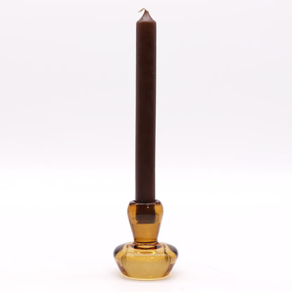 Mushroom Flip Glass Candle Holder – Antique Amber | Fits Dinner Candles & Tea Lights