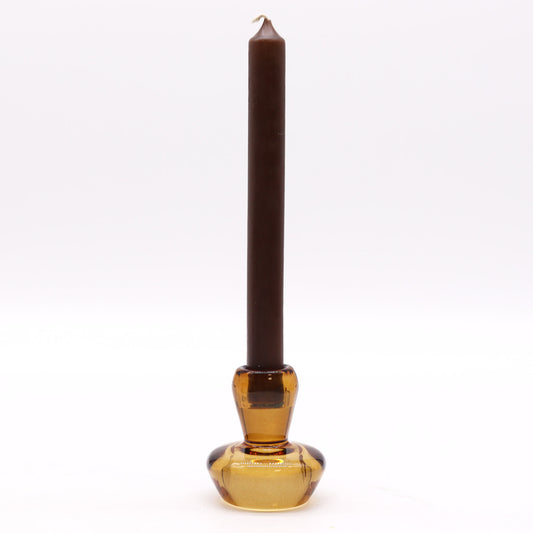 Mushroom Flip Glass Candle Holder – Antique Amber | Fits Dinner Candles & Tea Lights