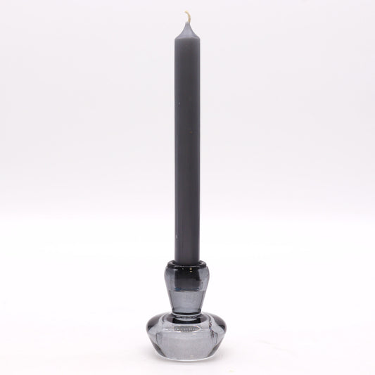 Mushroom Flip Pressed Glass Candle Holder – Midnight Grey | Fits Dinner Candles & Tea Lights