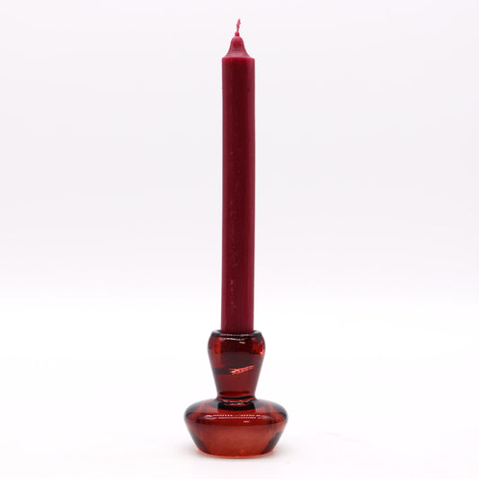 Mushroom Flip Pressed Glass Candle Holder – Vampire Red | Fits Dinner Candles & Tea Lights