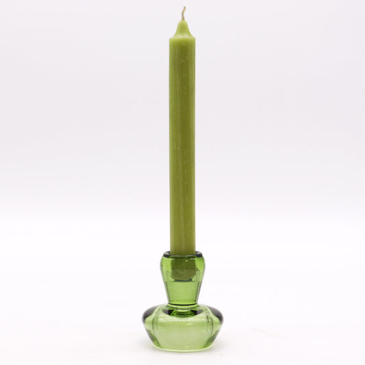 Mushroom Flip Pressed Glass Candle Holder – Jade Green | Fits Dinner Candles & Tea Lights