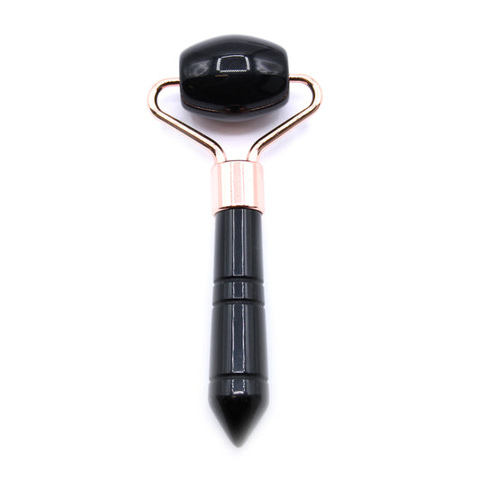 Mini Gemstone Facial Roller – Black Obsidian | Enhance Circulation & Promote Skin Firmness