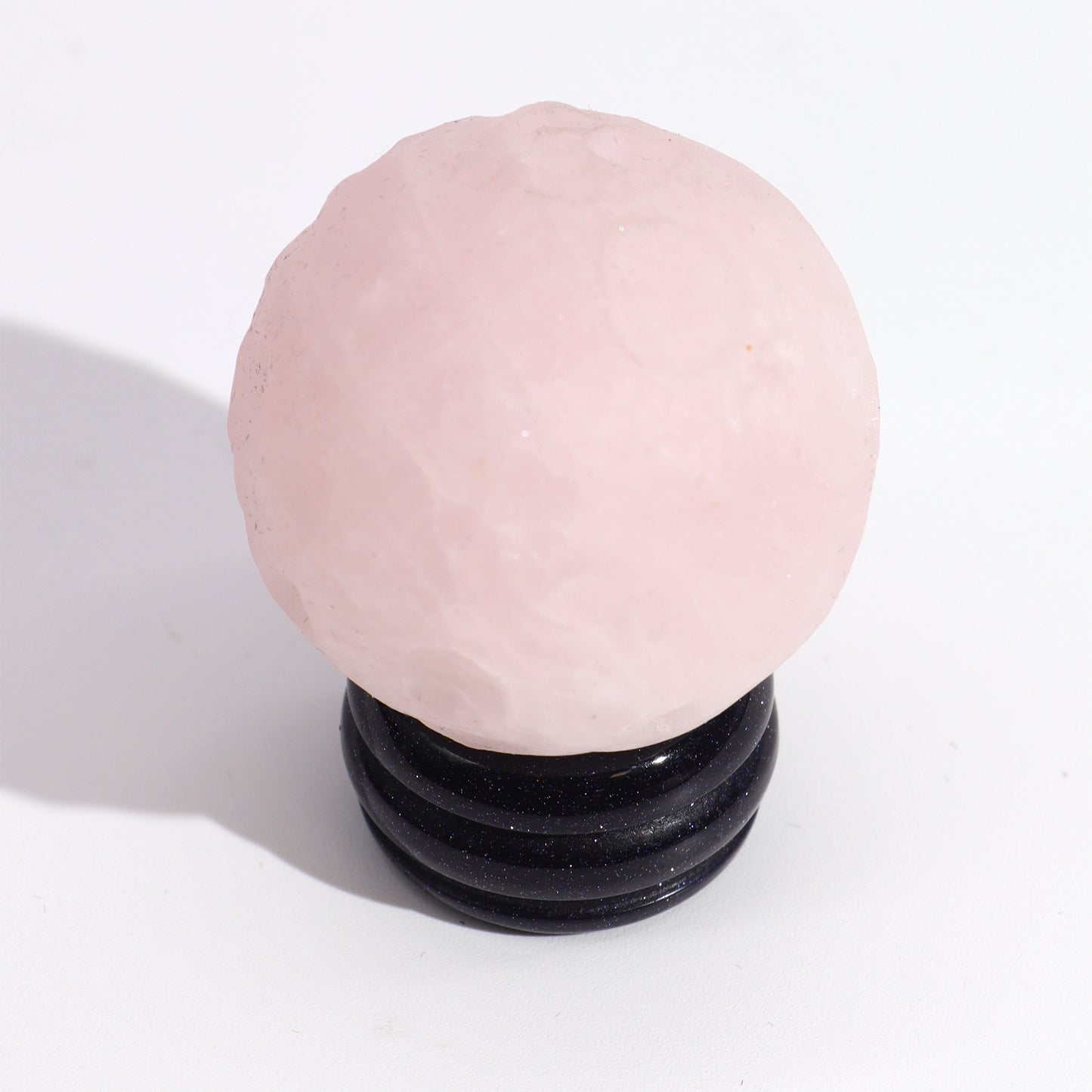 Gemstone Planet Sphere on Solar Goldstone Stand – Venus | Rose Quartz