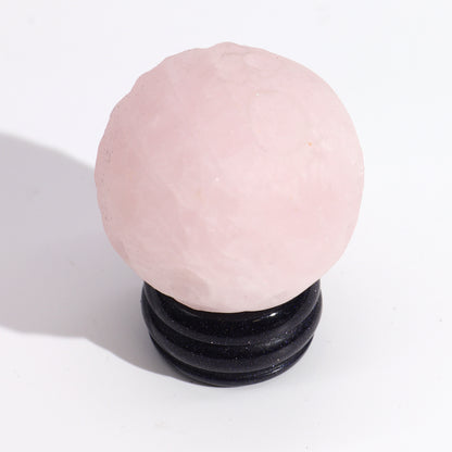 Gemstone Planet Sphere on Solar Goldstone Stand – Venus | Rose Quartz