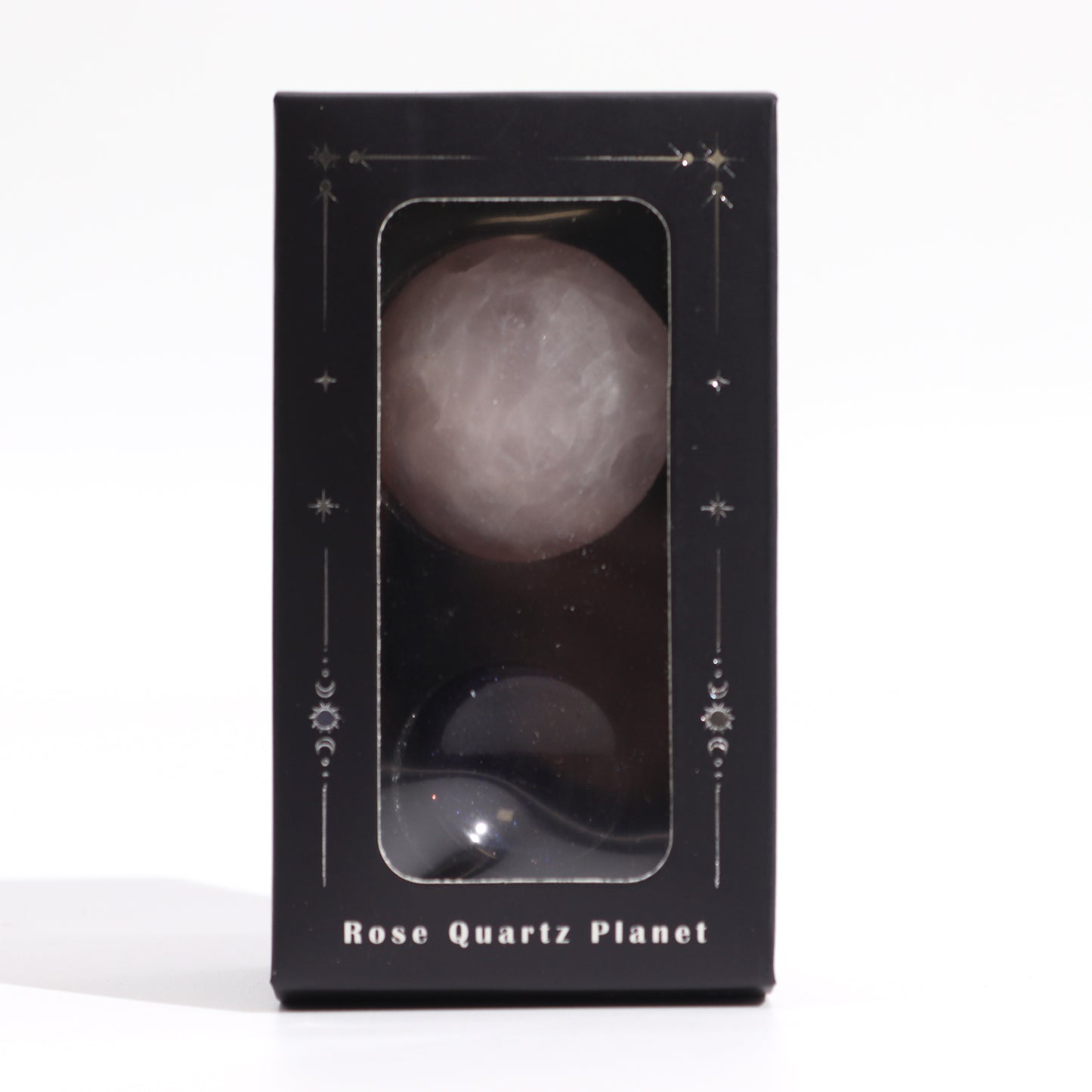 Gemstone Planet Sphere on Solar Goldstone Stand – Venus | Rose Quartz