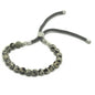 String Gemstone Bracelet – Dalmatian Jasper | Charcoal Rope with 925 Silver-Plated Sliding Toggle