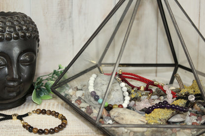 String Gemstone Bracelet – Dalmatian Jasper | Charcoal Rope with 925 Silver-Plated Sliding Toggle