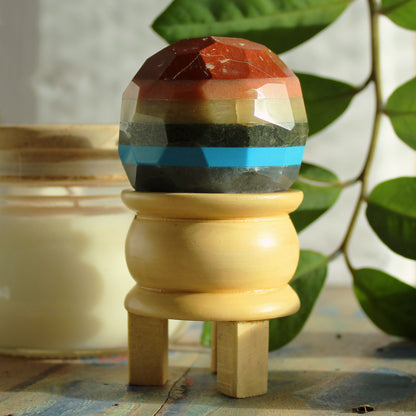 Faceted Gemstone Healing Ball & Stand – Seven Chakras | Meditation & Energy Work