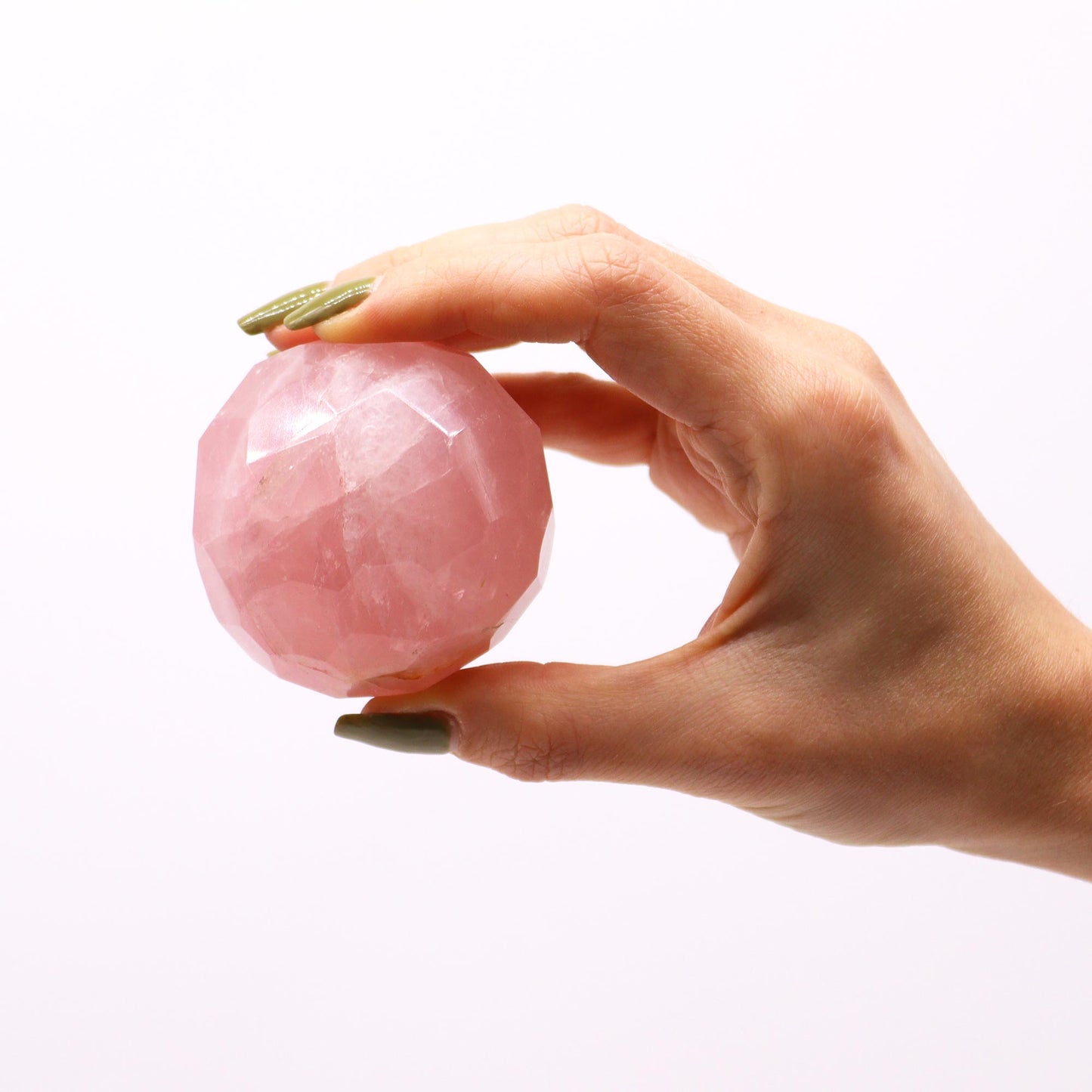 Faceted Gemstone Healing Ball & Stand – Rose Quartz | Meditation & Energy Work