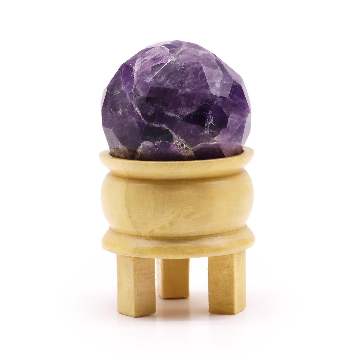 Faceted Gemstone Healing Ball & Stand – Amethyst | Meditation & Energy Work