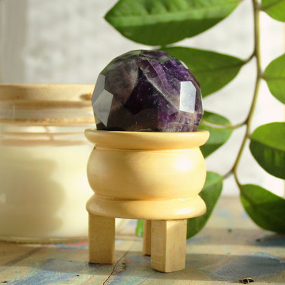 Faceted Gemstone Healing Ball & Stand – Amethyst | Meditation & Energy Work