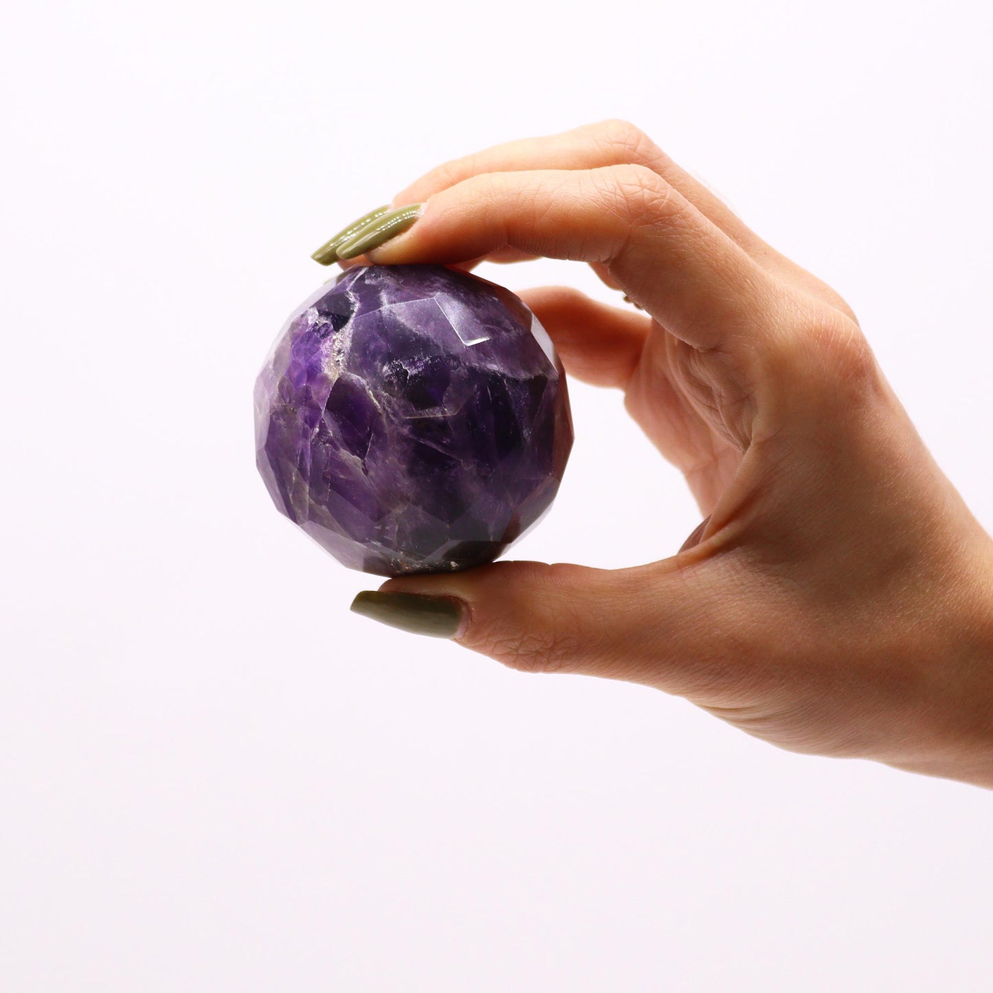 Faceted Gemstone Healing Ball & Stand – Amethyst | Meditation & Energy Work