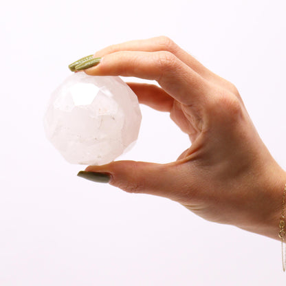 Faceted Gemstone Healing Ball & Stand – Clear Quartz | Meditation & Energy Work