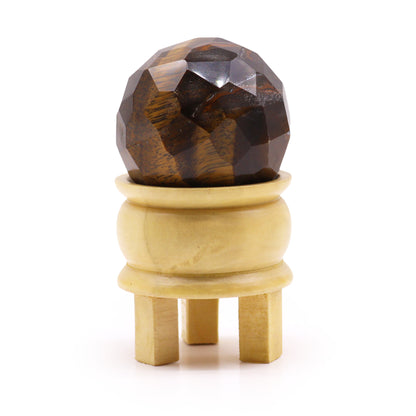 Faceted Gemstone Healing Ball & Stand – Tiger's Eye | Meditation & Energy Work