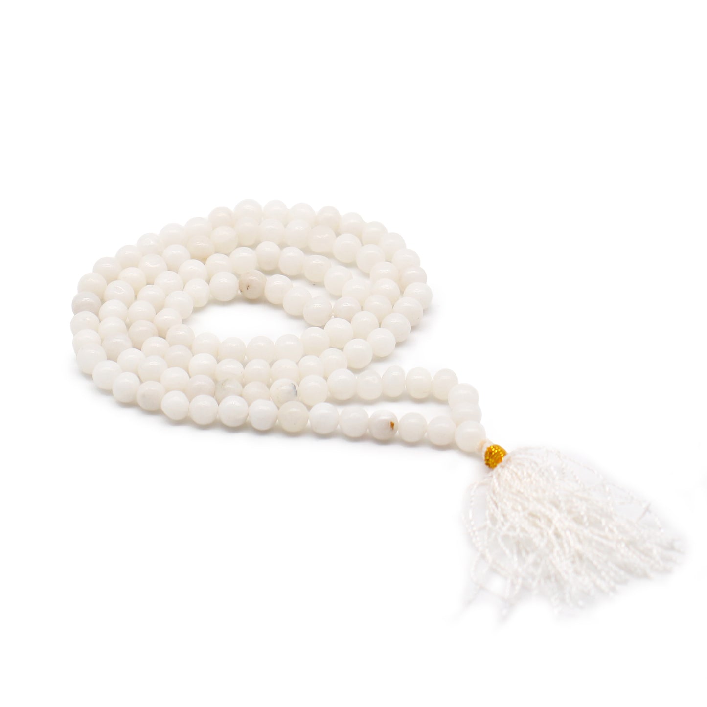 Gemstone Mala Bead Rosary – Snow Quartz | 108 Beads