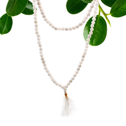 Gemstone Mala Bead Rosary – Snow Quartz | 108 Beads