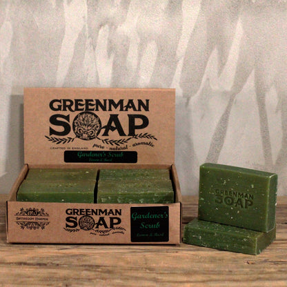 Greenman Soap Bar – Gardener’s Scrub | Lemon & Basil Essential Oils with Poppy Seeds