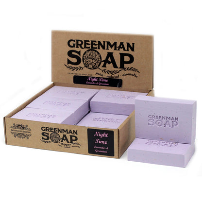 Greenman Soap Bar – Night Time | Lavender & Geranium Essential Oils with Dried Lavender