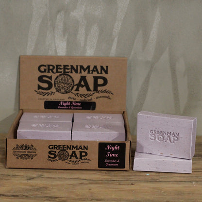 Greenman Soap Bar – Night Time | Lavender & Geranium Essential Oils with Dried Lavender