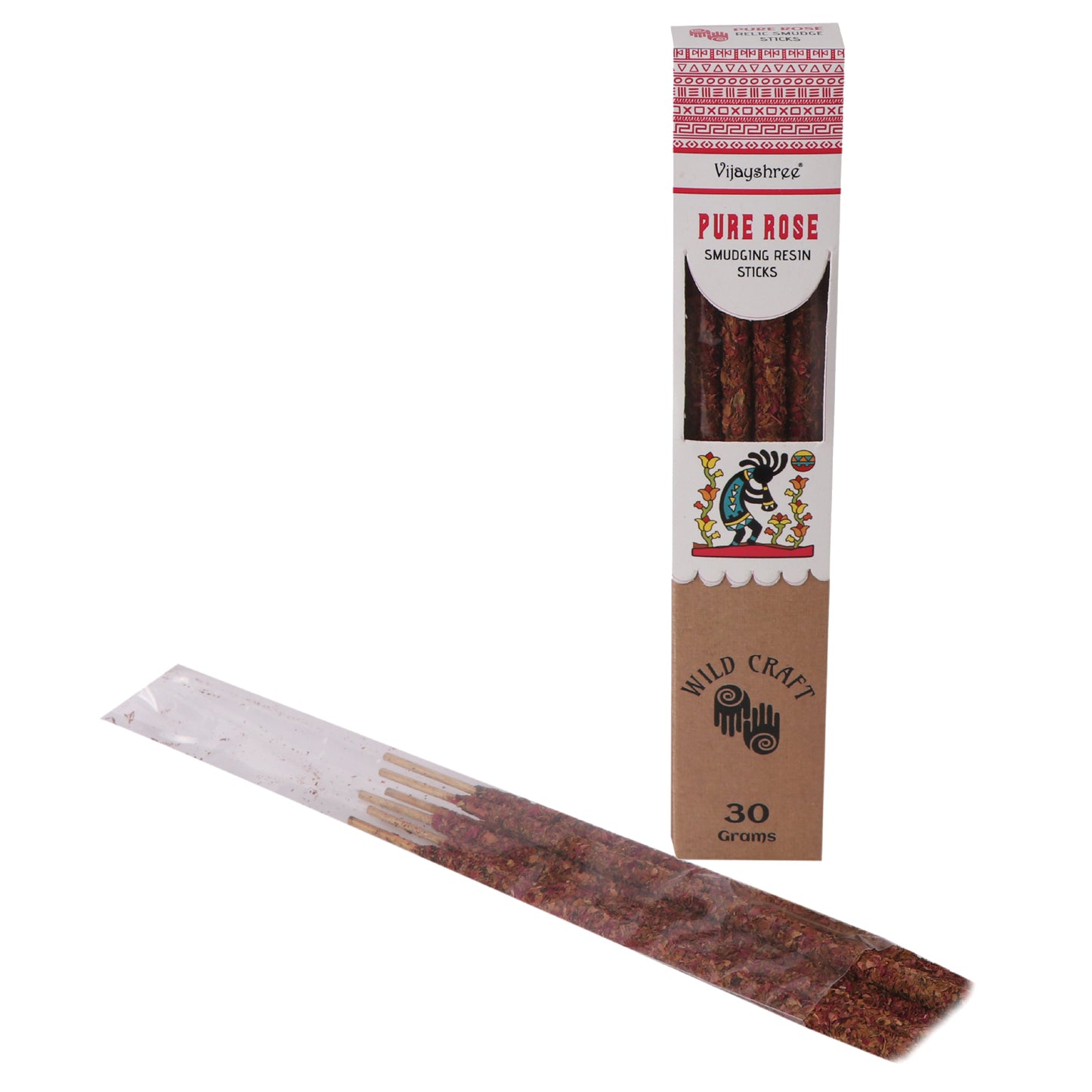 Vijayshree Wild Craft Smudging Resin Sticks – Pure Rose (30g) | Natural Aromatic Incense for Ritual & Cleansing