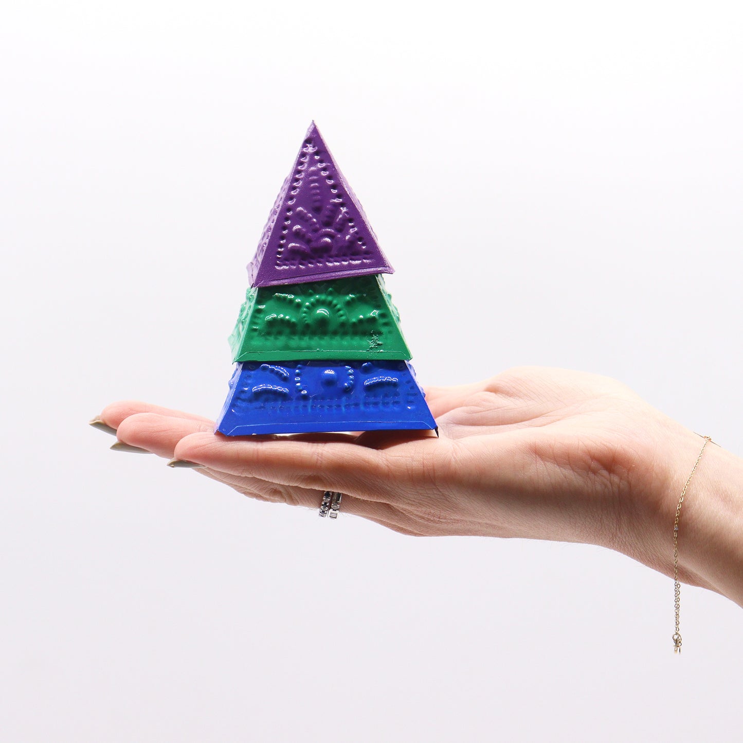 Incense Powder Pyramid Mould Set – Blue, Green & Purple | Moulds for Smoke Cleansing Rituals