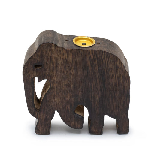 Mango Wood Incense Holder – Elephant | Indian Ash Catcher & Artisan Figurine Tray