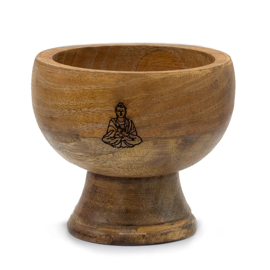 Mango Wood Chalice Incense Holder – Buddha | Incense Stick & Cone Holder