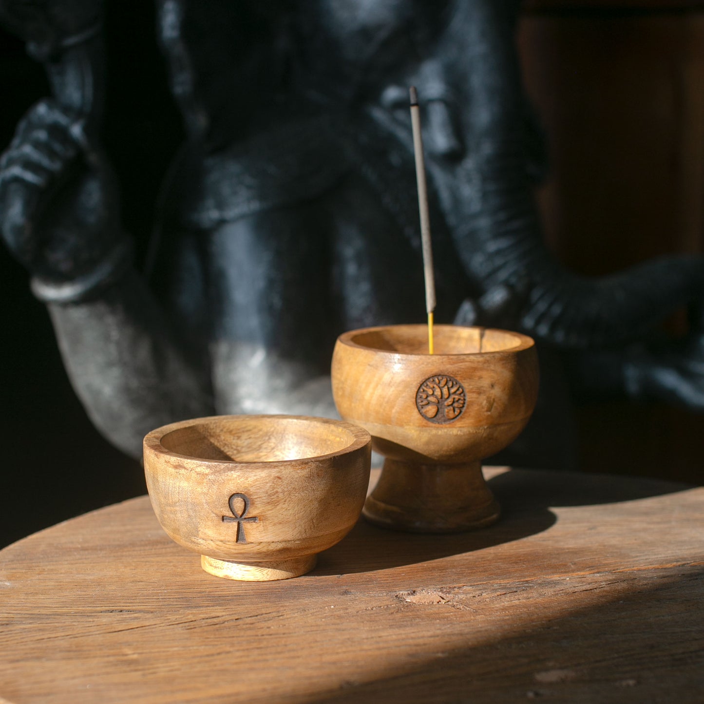 Mango Wood Chalice Incense Holder – Tree of Life | Incense Stick & Cone Holder