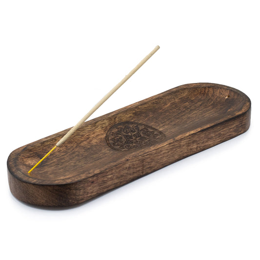 Mango Wood Incense Holder – Mandala | Indian Ash Catcher & Sacred Geometry Tray