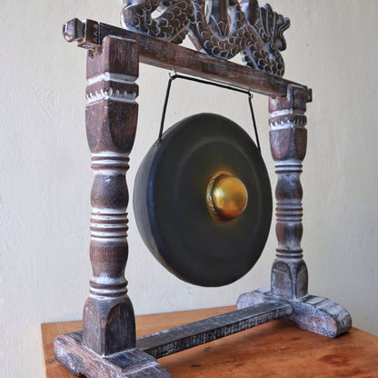 Black Healing Gong with Antique Stand – Extra Small (25cm) | Handmade, Resonant & Spiritual Décor