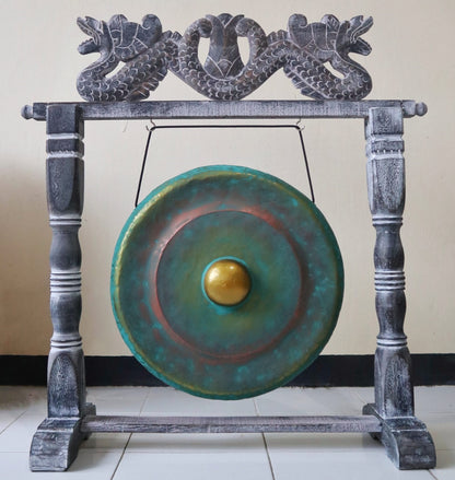 Greenwash Healing Gong with Antique Stand – Extra Small (25cm) | Handmade, Resonant & Spiritual Décor
