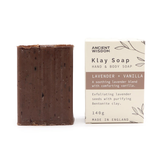 Klay Soap Bar – Lavender & Vanilla | Bentonite Clay + Lavender Seeds