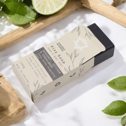 Klay Soap Bar – Bergamot, Vetiver & Sandalwood | Fuller's Earth + Activated Charcoal