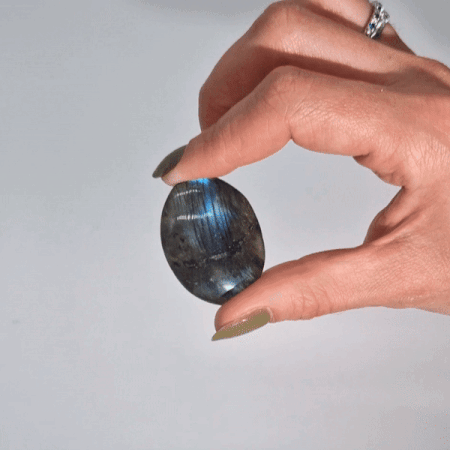 Labradorite Palm Stone – 55–60mm | Polished Mineral Stone